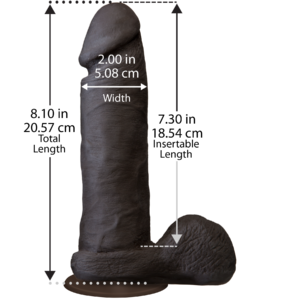 Фалоімітатор Doc Johnson The Realistic Cock 8 inch Black - ULTRASKYN, Vack-U-Lock, діаметр 5,1 см, колір: коричневий