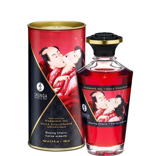 Розігрівальна олія Shunga Aphrodisiac Warming Oil – Blazing Cherry (100 мл) без цукру, смачна Розігрівальна олія Shunga Aphrodisiac Warming Oil – Blazing Cherry (100 мл) без цукру, смачна