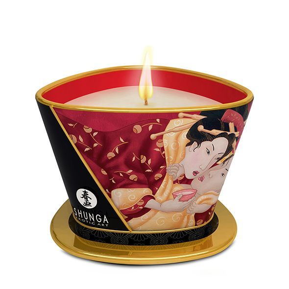 Масажна свічка Shunga Massage Candle – Sparkling Strawberry Wine (170 мл) з афродизіаками Масажна свічка Shunga Massage Candle – Sparkling Strawberry Wine (170 мл) з афродизіаками