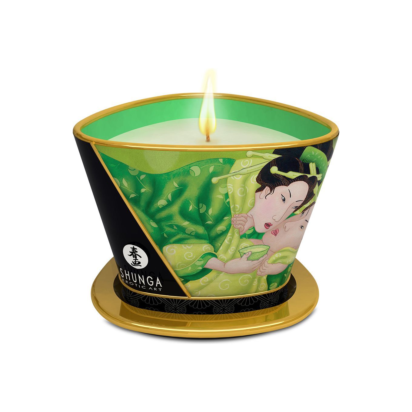 Масажна свічка Shunga Massage Candle – Exotic Green Tea (170 мл) з афродизіаками Масажна свічка Shunga Massage Candle – Exotic Green Tea (170 мл) з афродизіаками