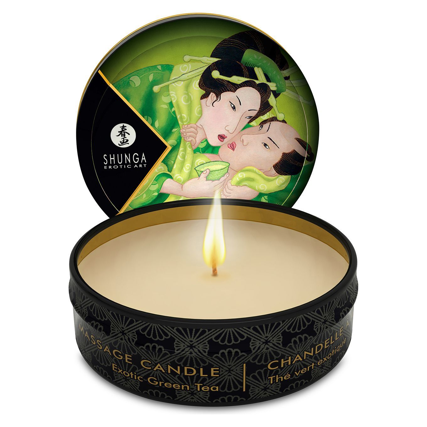 Масажна свічка Shunga Mini Massage Candle – Exotic Green Tea (30 мл) з афродизіаками Масажна свічка Shunga Mini Massage Candle – Exotic Green Tea (30 мл) з афродизіаками