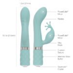 Розкішний вібратор-кролик Pillow Talk - Kinky Teal з кристалом Сваровські, потужний