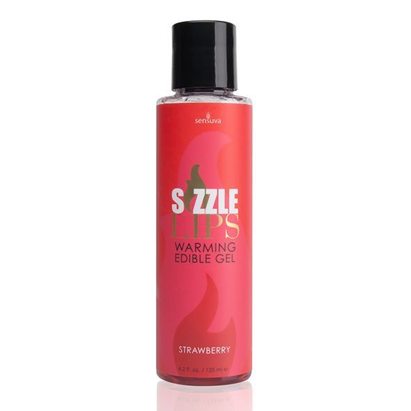 Зігрівальний масажний гель Sensuva Sizzle Lips Strawberry (125 мл), без цукру, їстівний Зігрівальний масажний гель Sensuva Sizzle Lips Strawberry (125 мл), без цукру, їстівний