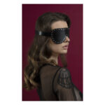 Маска на очі з заклепками Feral Feelings - Blindfold Mask, натуральна шкіра, чорна