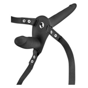 Подвійний страпон з вібрацією Fetish Tentation Vibrating Strap-On with Double Dildo Black