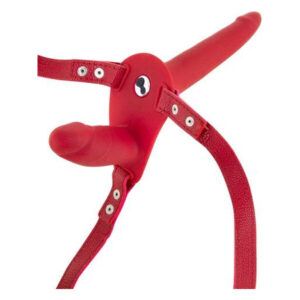 Подвійний страпон з вібрацією Fetish Tentation Vibrating Strap-On with Double Dildo Red