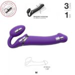 Безремінний страпон з вібрацією Strap-On-Me Vibrating Violet M, діаметр 3,8 см, пульт ДК, регульований
