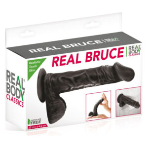 Фалоімітатор на присосці Real Body — Real Bruce Black, TPE, діаметр 4,2 см