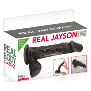 Фалоімітатор на присосці Real Body — Real Jayson Black, TPE, діаметр 4 см