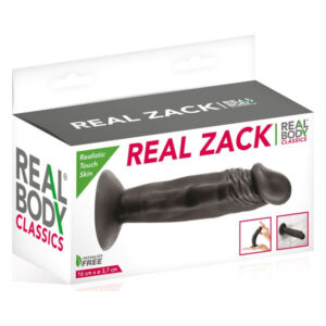 Фалоімітатор із присоскою Real Body — Real Zack Black, TPE, діаметр 3,7 см
