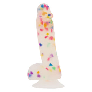 Фалоімітатор з конфетті ADDICTION - PARTY MARTY 7.5″ - FROST & CONFETTI, 19 см, силікон