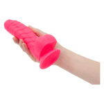 Ребристий фалоімітатор на присосці ADDICTION — Tom 7″ Dildo With Balls — Pink, віброкуля в подарунок