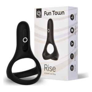 Подвійне ерекційне кільце Fun Town Rise Black, керування зі смартфона