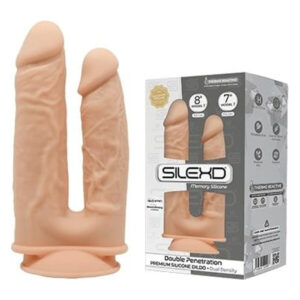 Фалоімітатор подвійний SilexD Double Gusto Flesh (Model 1 size 8" & 7"), двошаровий, силікон + Silexd