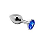 Металева анальна пробка з кристалом Alive Mini Metal Butt Plug Blue S, колір: сріблястий