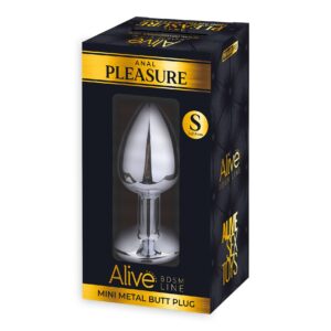 Металева анальна пробка з кристалом Alive Mini Metal Butt Plug Blue S, колір: сріблястий