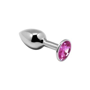 Металева анальна пробка з кристалом Alive Mini Metal Butt Plug Pink S, колір: сріблястий