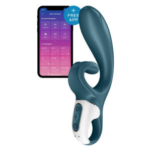 Смарт вібратор-кролик Satisfyer Hug Me Bluegrey, 2 мотори, діаметр 4,2см, широка кліторальна частина
