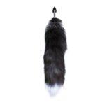 Металева анальна пробка Лисячий хвіст Alive Black And White Fox Tail S, діаметр 2,9 см