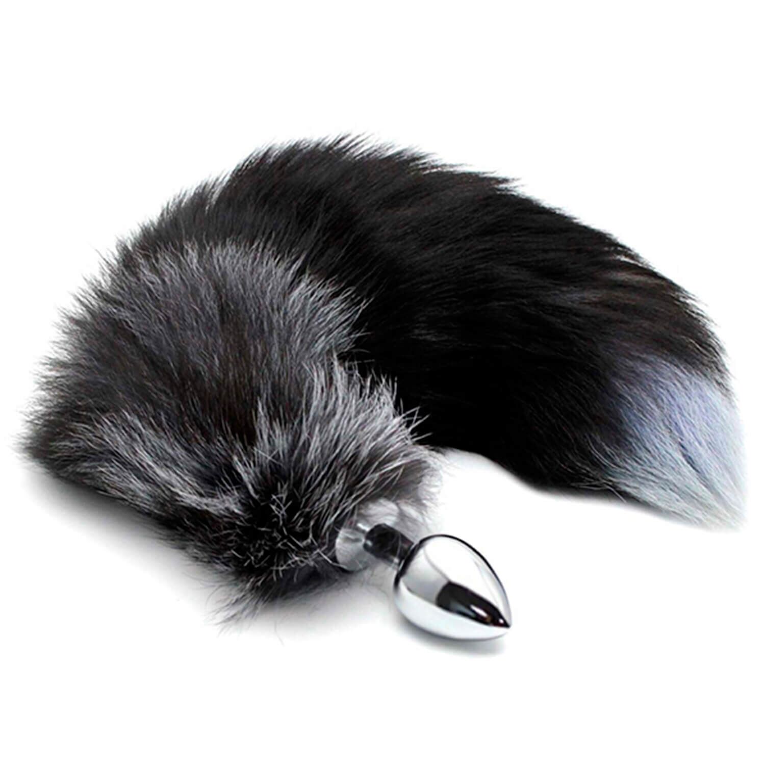Металева анальна пробка Лисячий хвіст Alive Black And White Fox Tail M, діаметр 3,4 см Металева анальна пробка Лисячий хвіст Alive Black And White Fox Tail M, діаметр 3,4 см