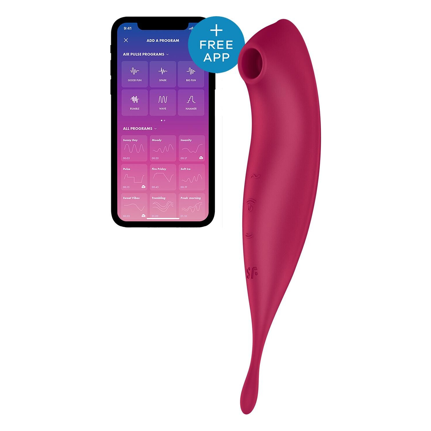 Смарт-вібратор для клітора з вакуумною стимуляцією Satisfyer Twirling Pro+ dark red Смарт-вібратор для клітора з вакуумною стимуляцією Satisfyer Twirling Pro+ dark red