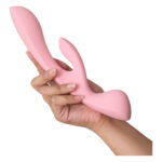 Двосторонній вібратор-кролик Satisfyer Triple Oh Pink, 3 мотори, руків’я-масажер