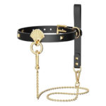 Розкішний нашийник з повідцем Zalo Collar & Leash Set Black, натуральна шкіра