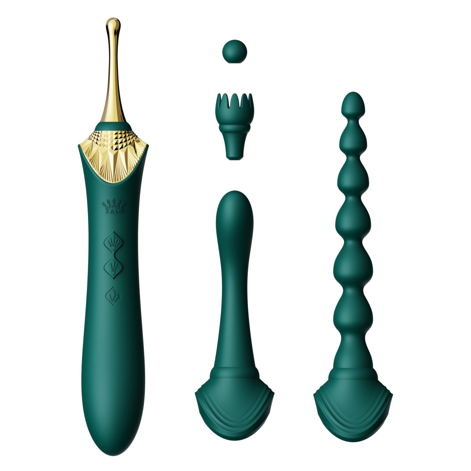 Мультифункціональний вібратор Zalo — Bess 2 Turquoise Green, 4 насадки, підігрів Мультифункціональний вібратор Zalo — Bess 2 Turquoise Green, 4 насадки, підігрів