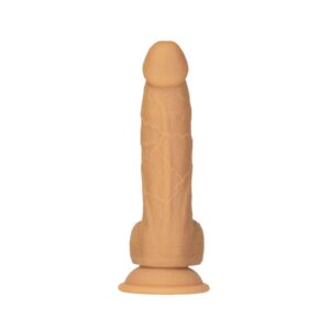Фалоімітатор ADDICTION Dual Density Silicone Dildo Caramel 8″, присоска, діаметр 4,3 см, віброкуля
