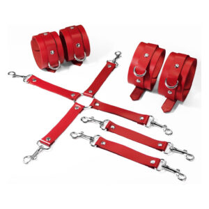 Набір для БДСМ Feral Feelings BDSM Kit 3 Red, наручники, поножі, хрестовина
