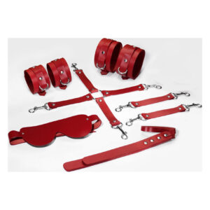 Набір Feral Feelings BDSM Kit 5 Red, наручники, поножі, хрестовина, маска, падл