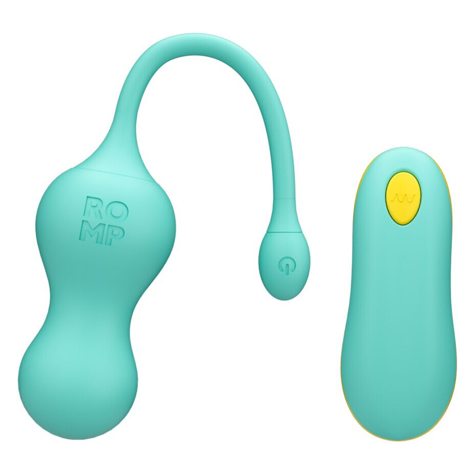 Віброяйце для точки G з пультом керування Romp Cello Light Teal, водонепроникне Віброяйце для точки G з пультом керування Romp Cello Light Teal, водонепроникне