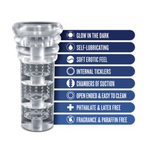 Мастурбатор Blush Rize – Luz Glow in the Dark Masturbator – Clear, всмоктування, світиться в темряві
