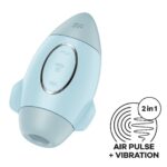 Вакуумний стимулятор з вібрацією Satisfyer Mission Control Blue, 2 незалежні мотори, колір: блакитний