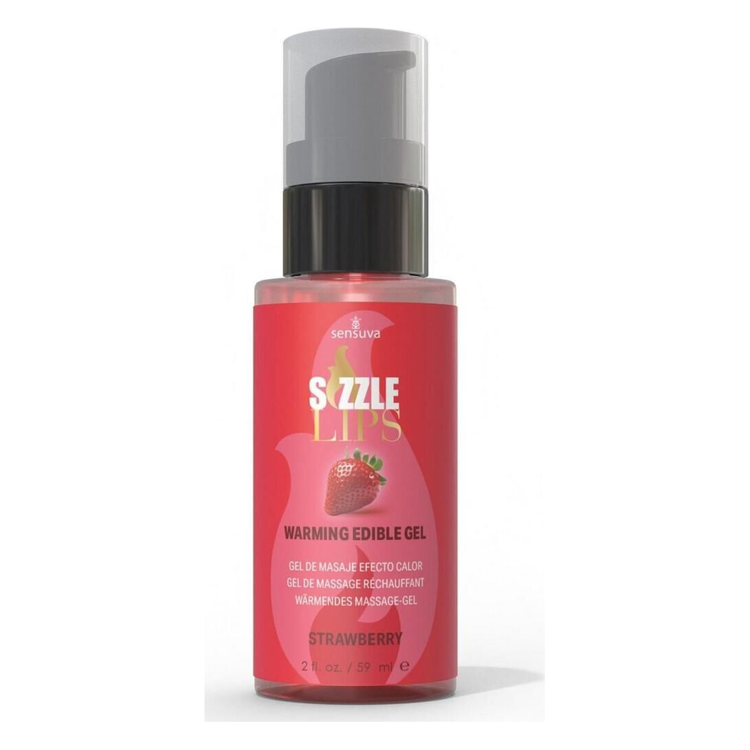 Зігрівальний масажний гель Sensuva Sizzle Lips Strawberry (59 мл), без цукру, їстівний Зігрівальний масажний гель Sensuva Sizzle Lips Strawberry (59 мл), без цукру, їстівний