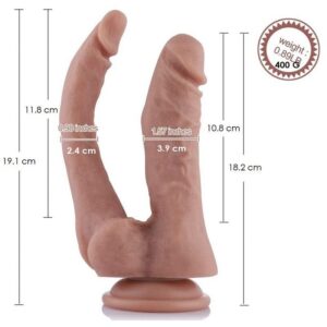 Подвійний фалоімітатор для секс-машин Hismith Double Penetrator L, 9.8″, KlicLok та присоска