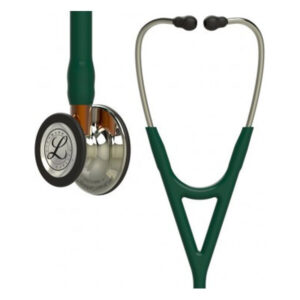 Стетоскоп 3M™ Littmann® Cardiology IV™, темно-зелений із головкою та наголів`ям кольору шампань на помаранчевій ніжці