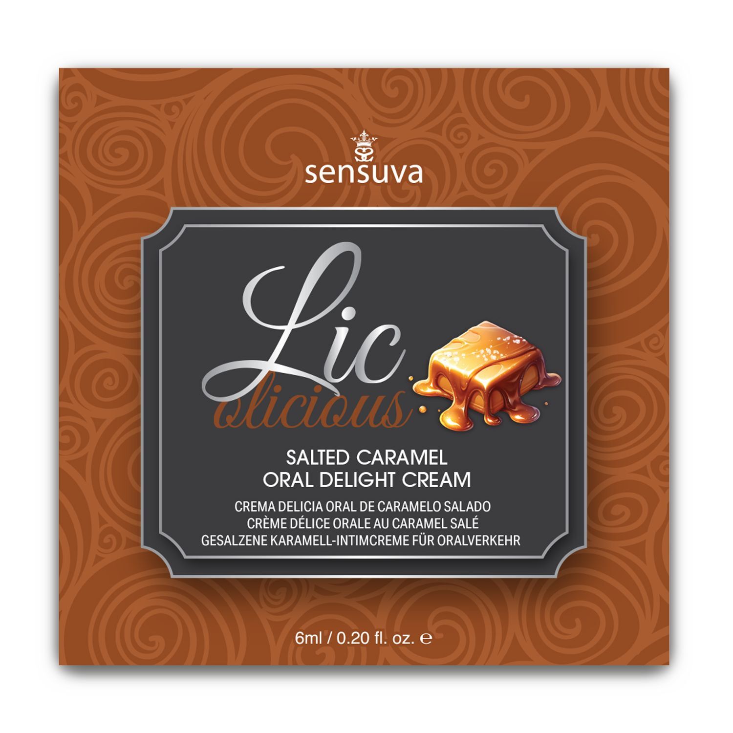 Пробник геля для мінету Sensuva Lic-o-licious Salted Caramel (6 мл), оліїстий, без цукру Пробник геля для мінету Sensuva Lic-o-licious Salted Caramel (6 мл), оліїстий, без цукру