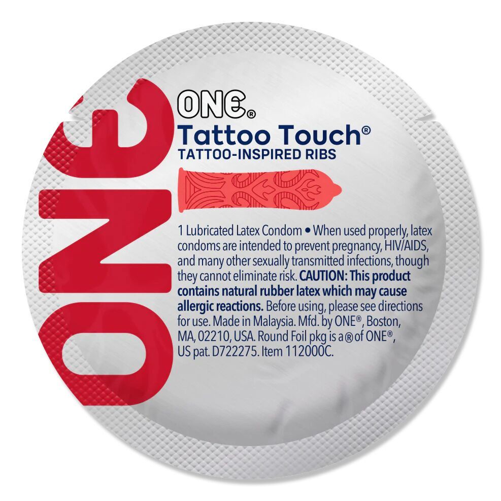 Презерватив ONE Tattoo Touch Red, 1 шт, червоний, з рельєфом у вигляді татуювання Презерватив ONE Tattoo Touch Red, 1 шт, червоний, з рельєфом у вигляді татуювання