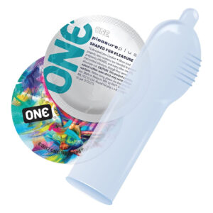 Презерватив ONE Pleasure Plus, 1 шт, з ребристою ділянкою на кінці, зі змазкою