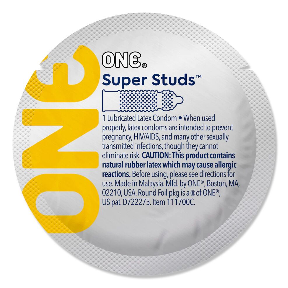 Презерватив ONE Super Studs, 1 шт, з точковим рельєфом, зі змазкою Презерватив ONE Super Studs, 1 шт, з точковим рельєфом, зі змазкою