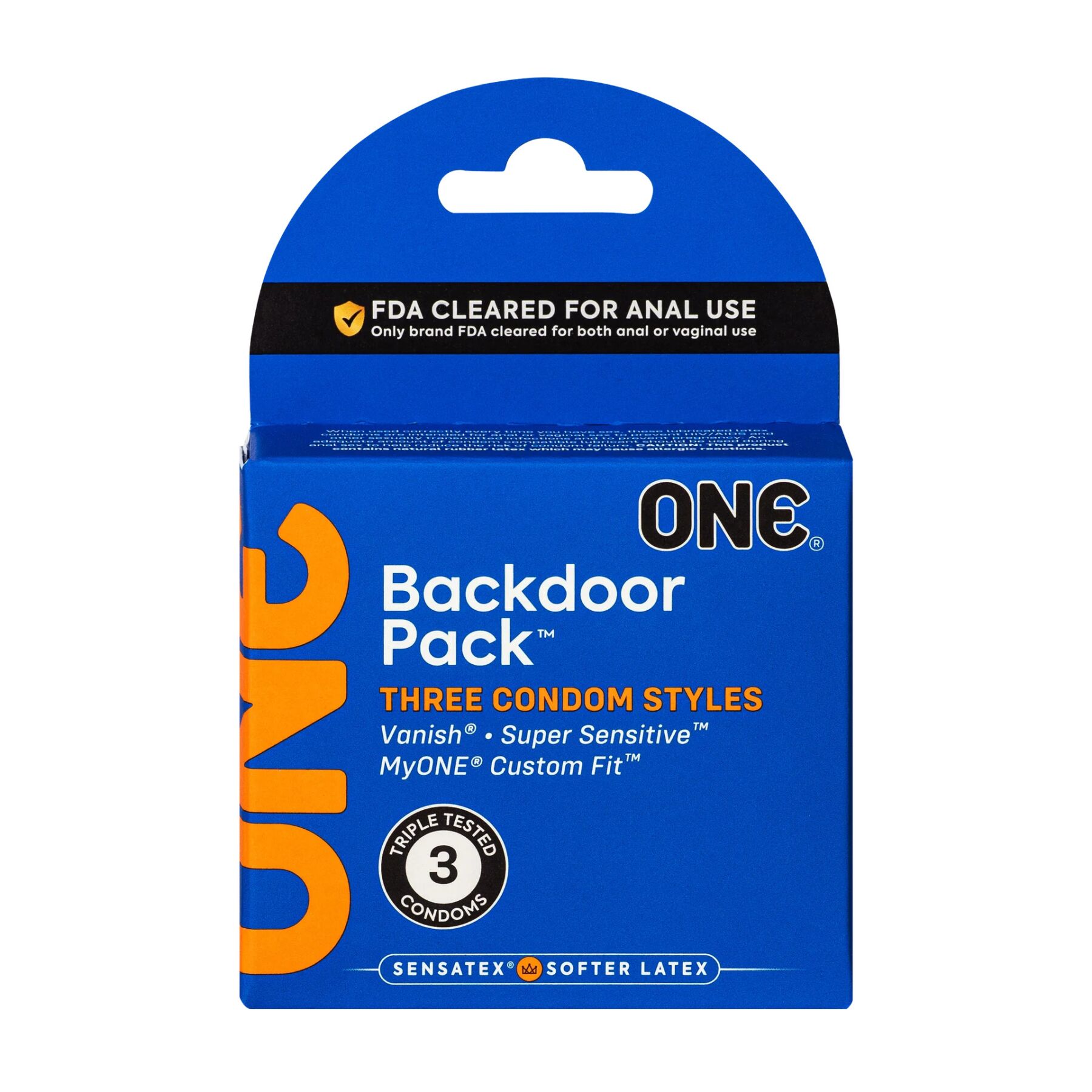 Презервативи ONE Backdoor, 3 шт, 3 види, картонне паковання Презервативи ONE Backdoor, 3 шт, 3 види, картонне паковання
