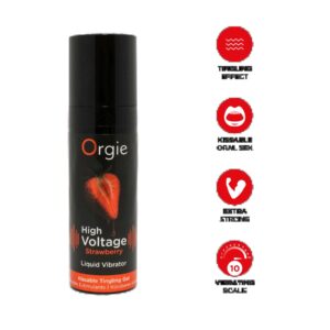 Рідкий вібратор Orgie High Voltage – Strawberry, 15 мл, ефект мурашок, смак полуниці