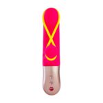 Мінівібратор-кролик зі стимулювальною стрічкою Fun Factory AMORINO pink/neon yellow, стрічка знімна
