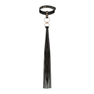 Нашийник з флогером Rosy Gold - Collar with Flogger - Black