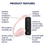 Смарт-віброяйце Satisfyer Ribbed Petal Connect App Rose, керування зі смартфона, пульт ДК