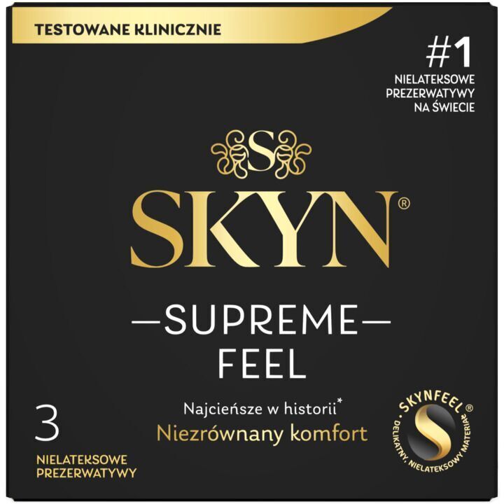 Ультратонкі безлатексні презервативи SKYN Supreme Feel 3 шт, 0,035 мм, природна текстура шкіри Ультратонкі безлатексні презервативи SKYN Supreme Feel 3 шт, 0,035 мм, природна текстура шкіри