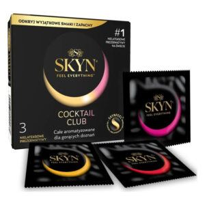 Презервативи SKYN Cocktail Club 3 шт, смаки Pina Colada, Cherry Sunrise та Passion Daiquiri