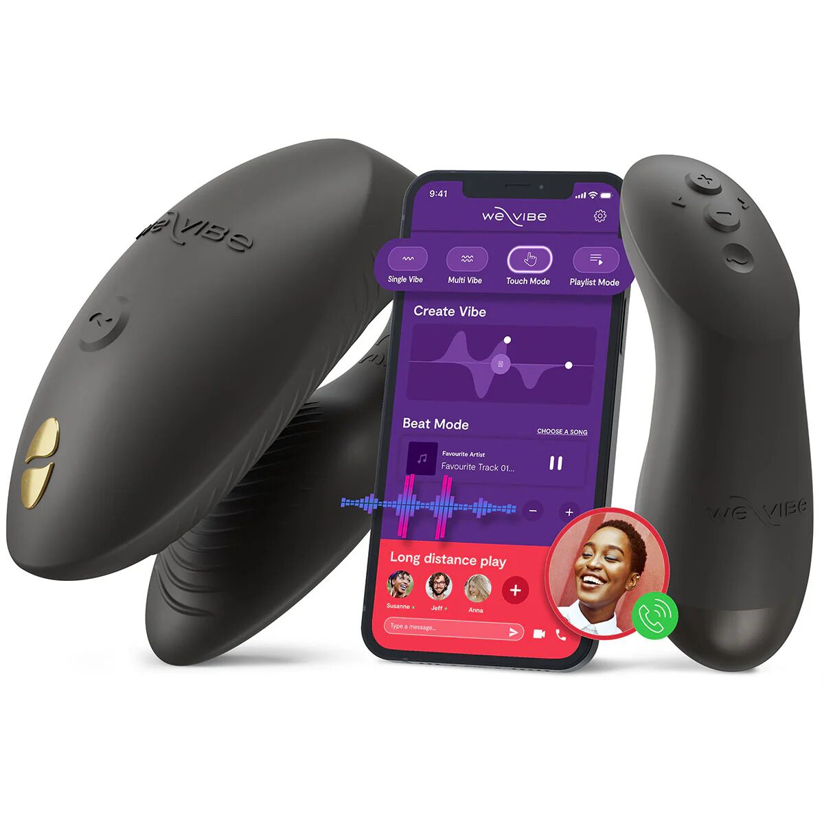 Смарт-вібратор для пар We-Vibe Chorus Pro Satin Black Смарт-вібратор для пар We-Vibe Chorus Pro Satin Black