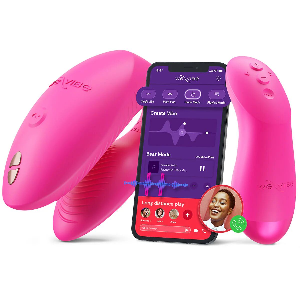 Смарт-вібратор для пар We-Vibe Chorus Pro Electric Pink Смарт-вібратор для пар We-Vibe Chorus Pro Electric Pink